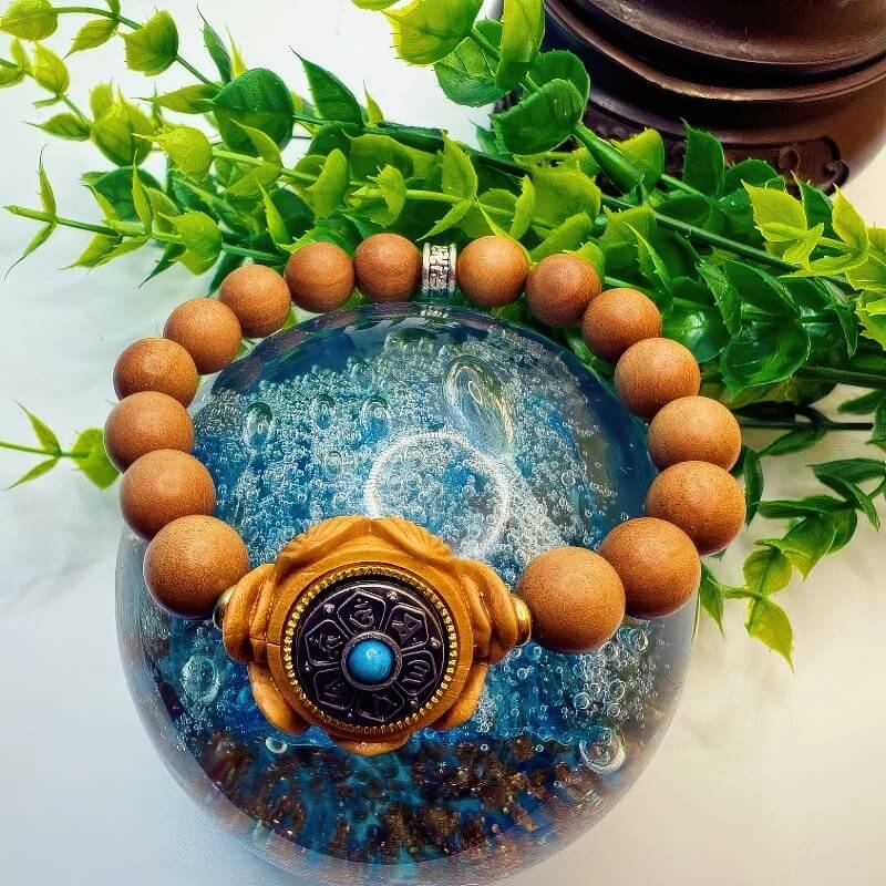 Sandalwood Lotus Six-Character Turning Luck Bracelet - GalaxGrace Bestgift
