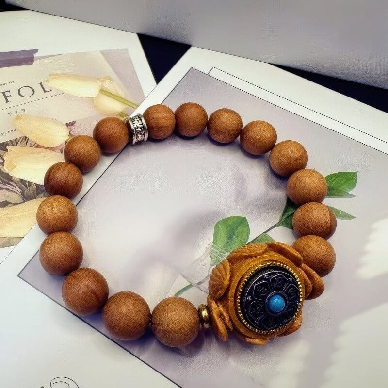 Sandalwood Lotus Six-Character Turning Luck Bracelet - GalaxGrace Bestgift