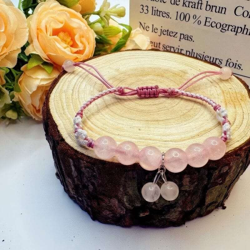 Semi-molasses Peach Natural Pink Crystal String Bracelet - GalaxGrace Bestgift
