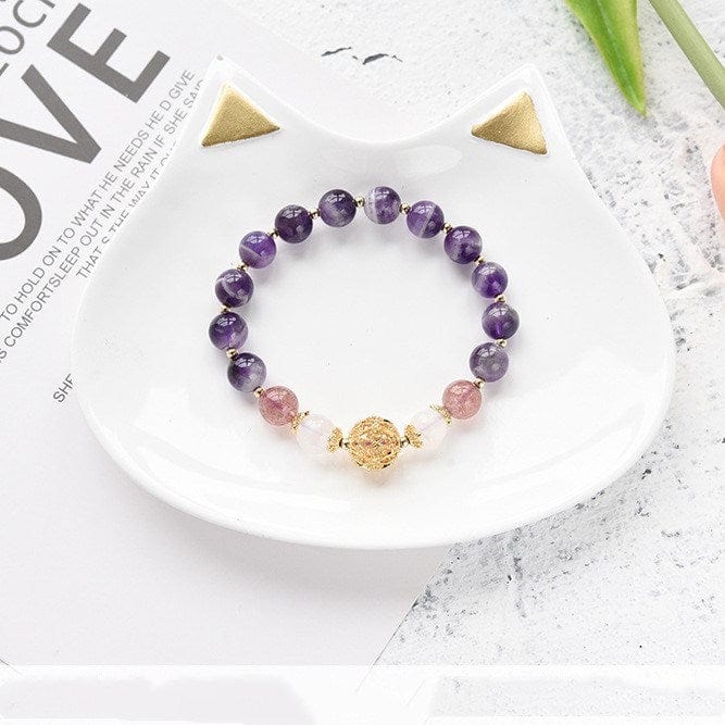 Simple Elegant Natural Amethyst Fortune Bracelet - GalaxGrace Bestgift