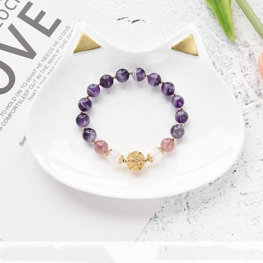 Simple Elegant Natural Amethyst Fortune Bracelet - GalaxGrace Bestgift