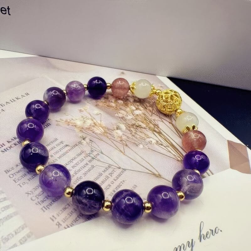 Simple Elegant Natural Amethyst Fortune Bracelet - GalaxGrace Bestgift