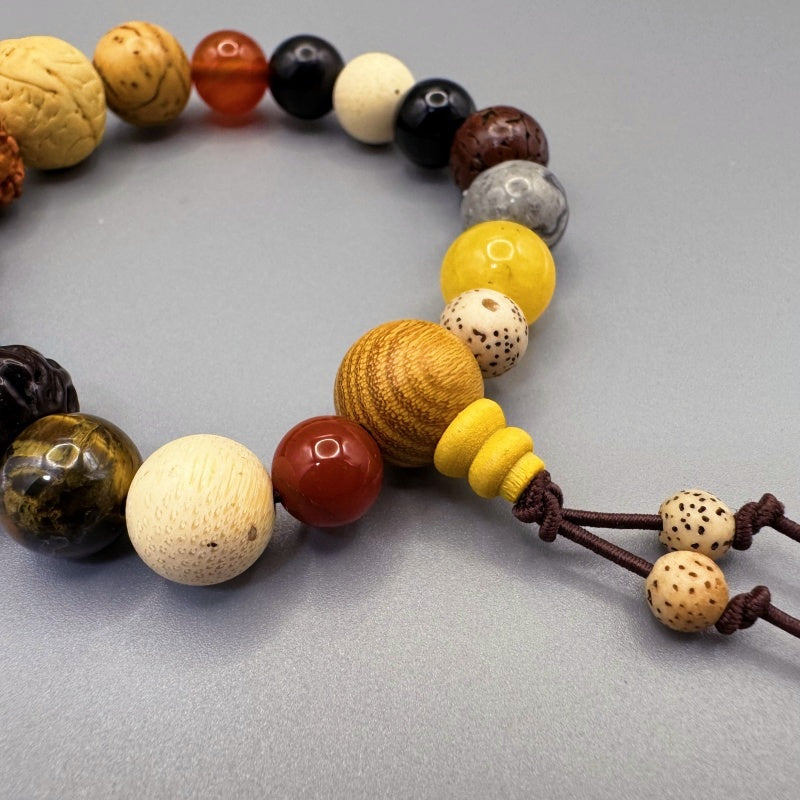 Star and Moon Bodhi Root Incense Ash Glass Eighteen Seeds Bracelet - GalaxGrace Bestgift
