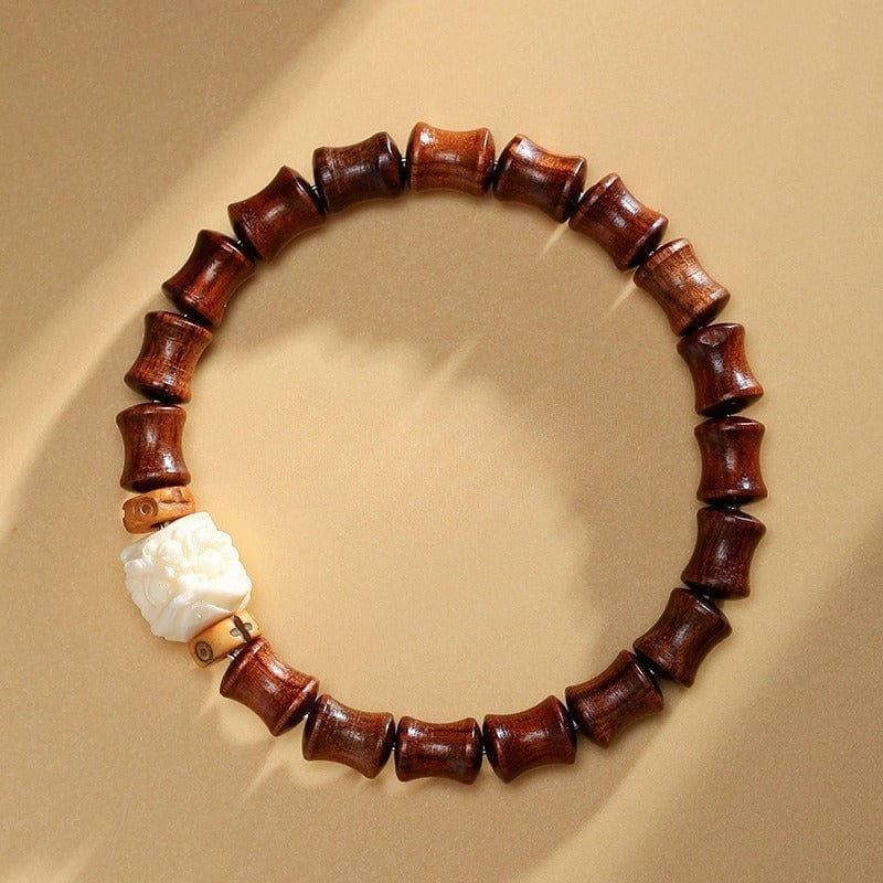 Steady Rise Dancing Lion Sandalwood Bracelet - GalaxGrace Bestgift