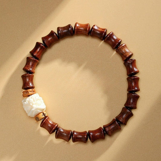 Steady Rise Dancing Lion Sandalwood Bracelet - GalaxGrace Bestgift
