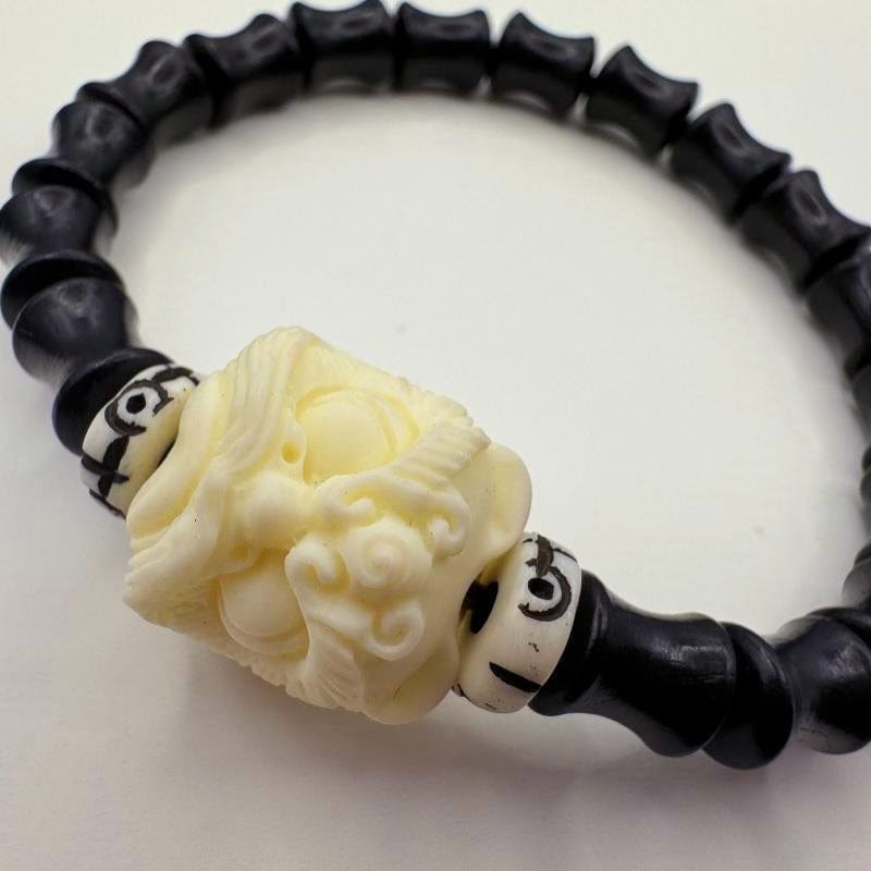 Steady Rise Dancing Lion Sandalwood Bracelet - GalaxGrace Bestgift