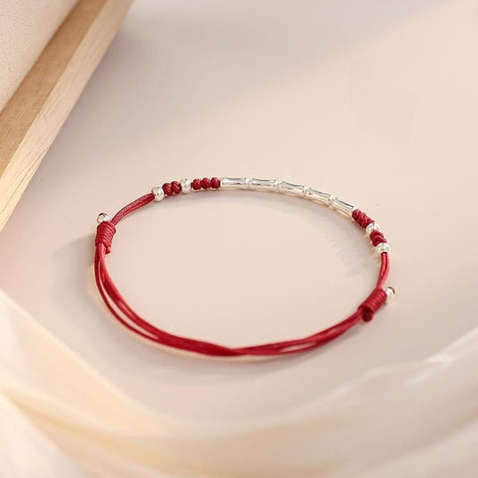 Sterling Silver Bamboo Red String Bracelet - GalaxGrace Bestgift