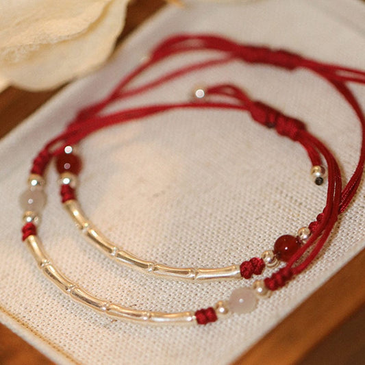 Sterling Silver Bamboo Red String Zodiac Year - GalaxGrace Bestgift