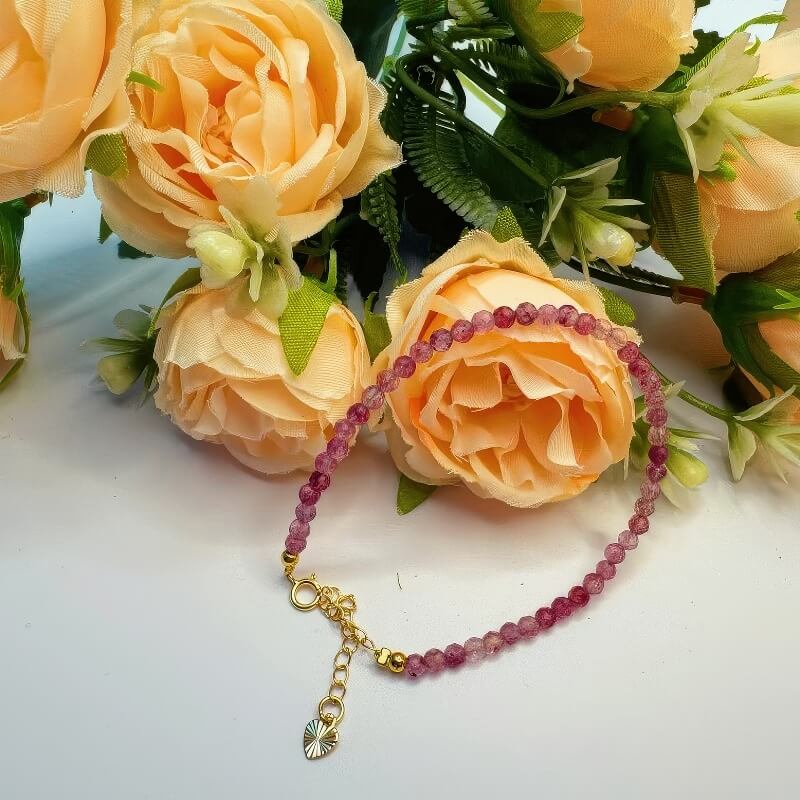 Strawberry Crystal Bracelet 3mm Extremely Thin - GalaxGrace Bestgift