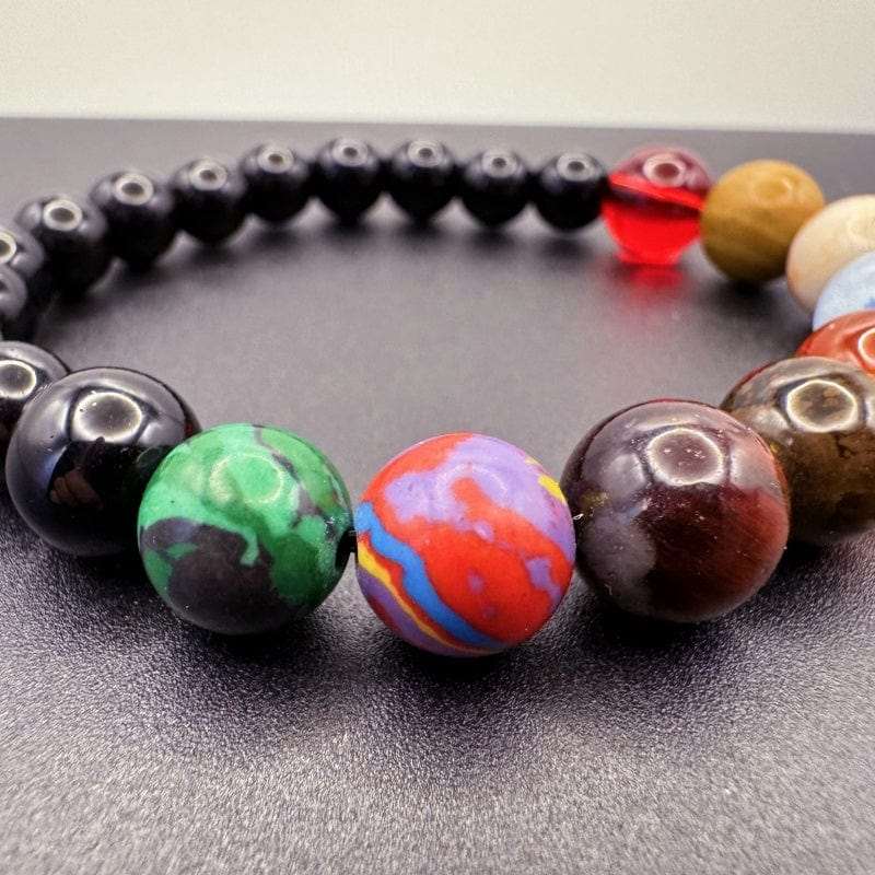 Universe Galaxy Eight Planets Black Bracelet - GalaxGrace Bestgift