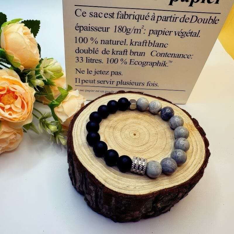 Volcanic Stone Map Stone Stainless Steel Bracelet - GalaxGrace Bestgift