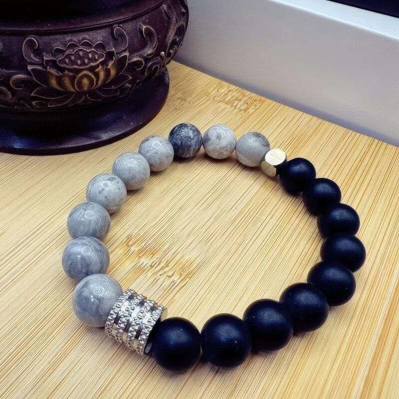 Volcanic Stone Map Stone Stainless Steel Bracelet - GalaxGrace Bestgift