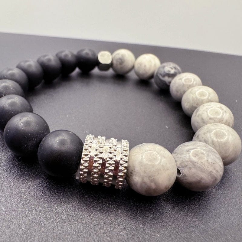 Volcanic Stone Map Stone Stainless Steel Bracelet - GalaxGrace Bestgift