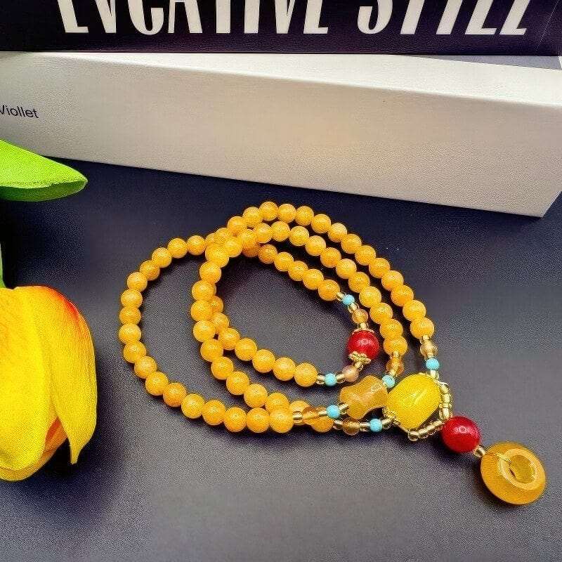 Xinjiang Gold Jade Multi-circle Bracelet Peace Buckle - GalaxGrace