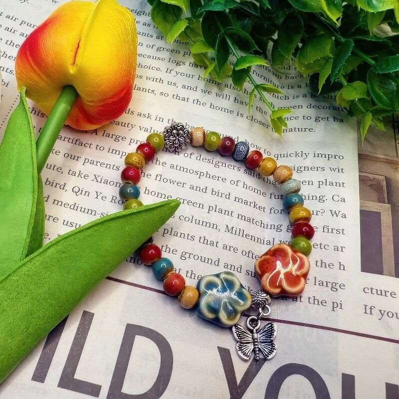 GalaxGraceChinese Ancient Ethnic Style Porcelain Bead Bracelet Bestgift