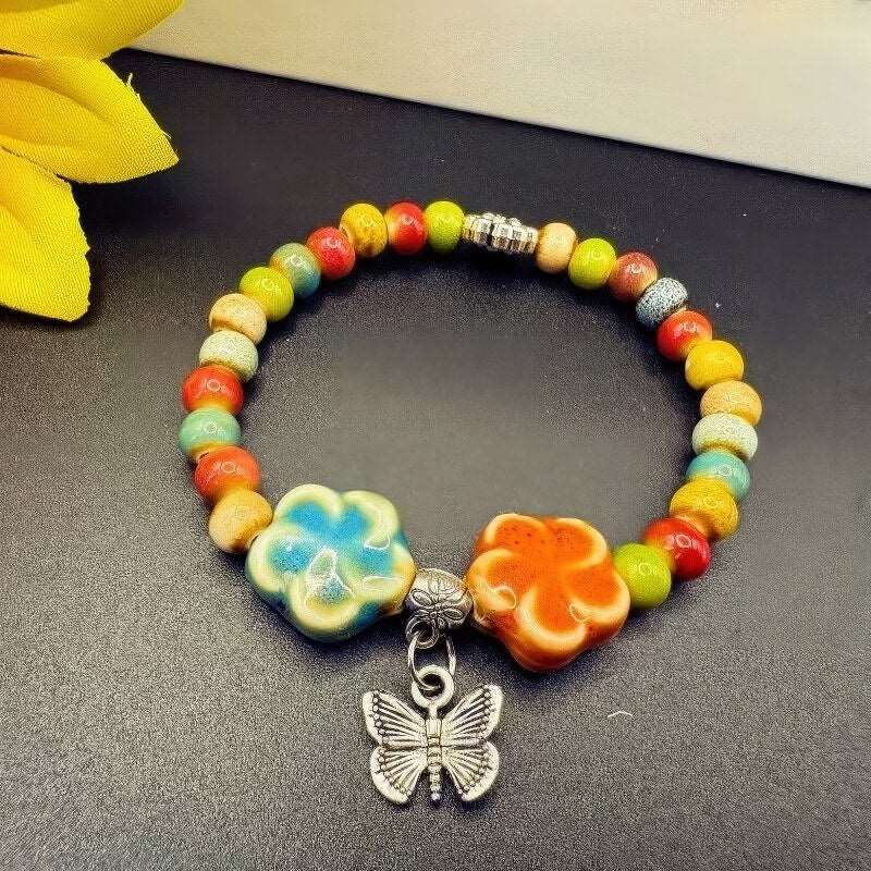 GalaxGraceChinese Ancient Ethnic Style Porcelain Bead Bracelet Bestgift