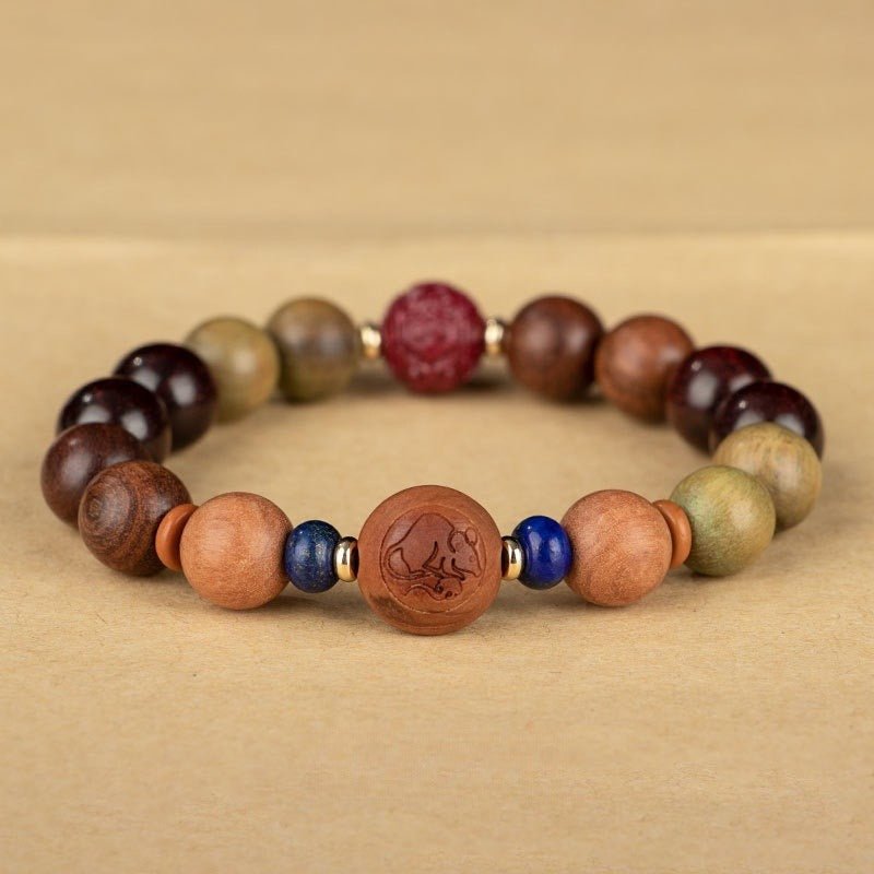 GalaxGraceChinese Style Twelve Zodiac Green Sandalwood Bracelet Bestgift