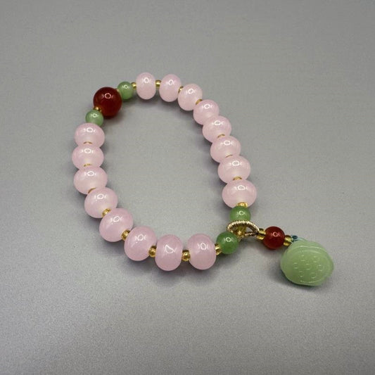 [GIFT ONLY] Lotus Pendant Colored Glass Beaded Bracelet - GalaxGrace