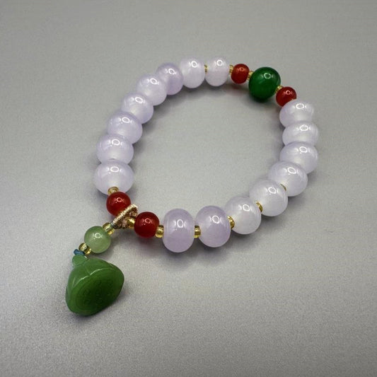 [GIFT ONLY] Lotus Pendant Colored Glass Beaded Bracelet - GalaxGrace