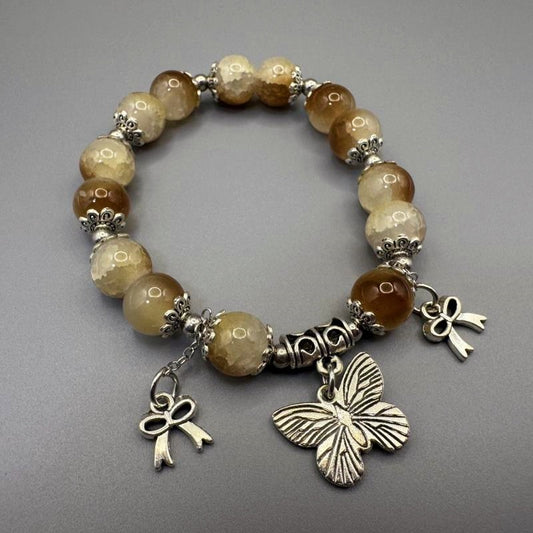[GIFT ONLY]Butterfly Pendant Glass Beaded Bracelet - GalaxGrace