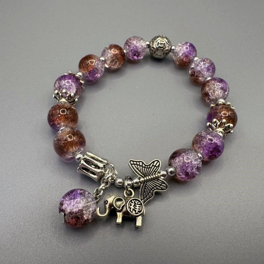 [GIFT ONLY] Lucky Elephant Pendant Glass Beaded Bracelet - GalaxGrace