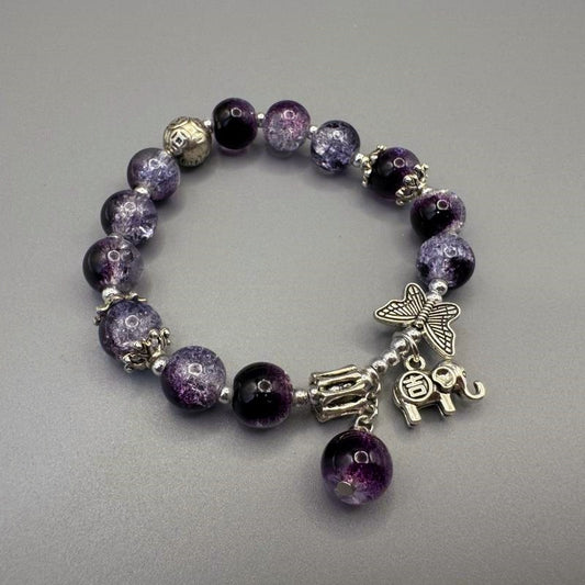 [GIFT ONLY] Lucky Elephant Pendant Glass Beaded Bracelet - GalaxGrace