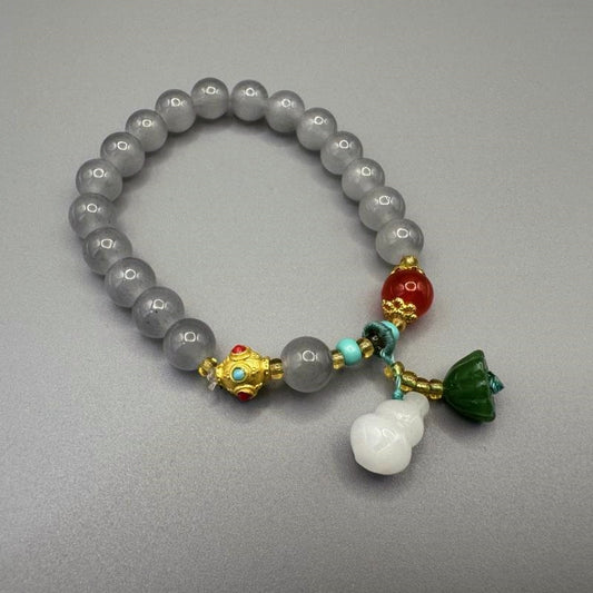 [GIFT ONLY] Gourd Lotus Pendant Glass Beaded Bracelet - GalaxGrace