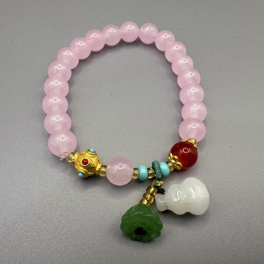 [GIFT ONLY] Gourd Lotus Pendant Glass Beaded Bracelet - GalaxGrace