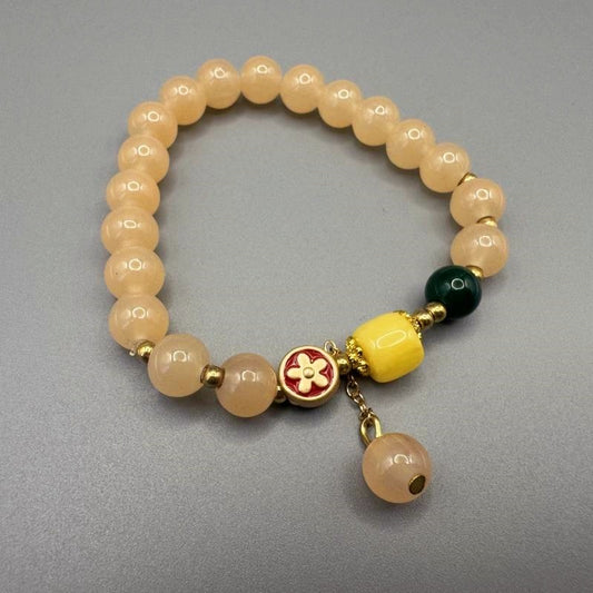 [GIFT ONLY] Peach Blossom Glass Beaded Bracelet - GalaxGrace