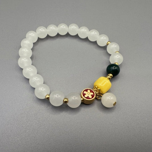 [GIFT ONLY] Peach Blossom Glass Beaded Bracelet - GalaxGrace