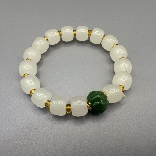 [GIFT ONLY] White Glass Beaded Bracelet - GalaxGrace