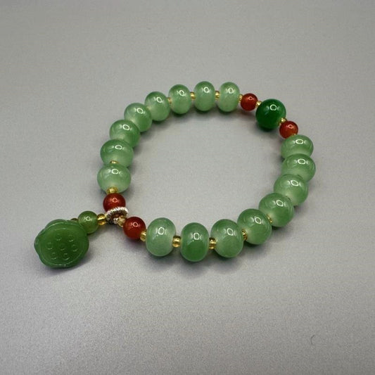 [GIFT ONLY] Lotus Pendant Colored Glass Beaded Bracelet - GalaxGrace