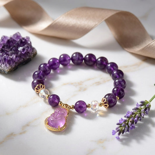 GalaxGrace Amethyst Fox Charm Bracelet Best Gift