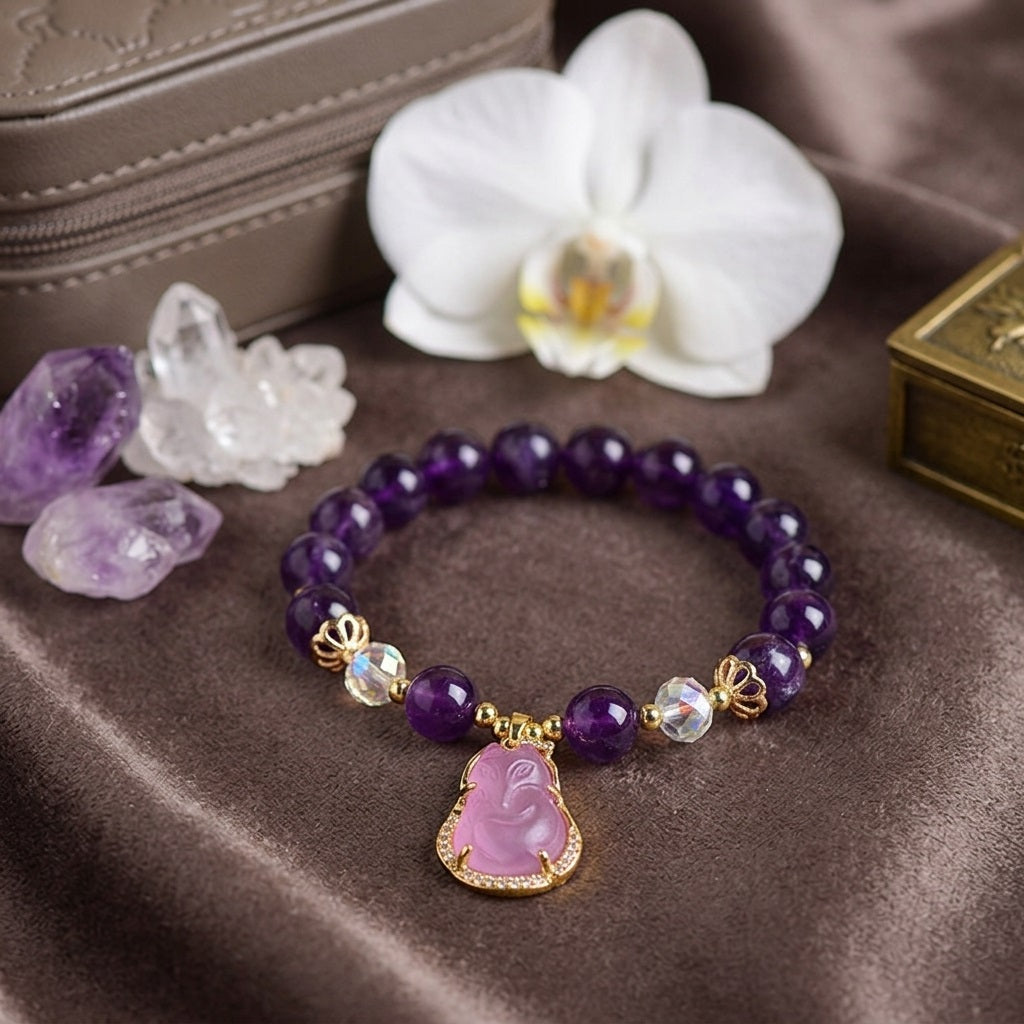 GalaxGrace Amethyst Fox Charm Bracelet Best Gift 2