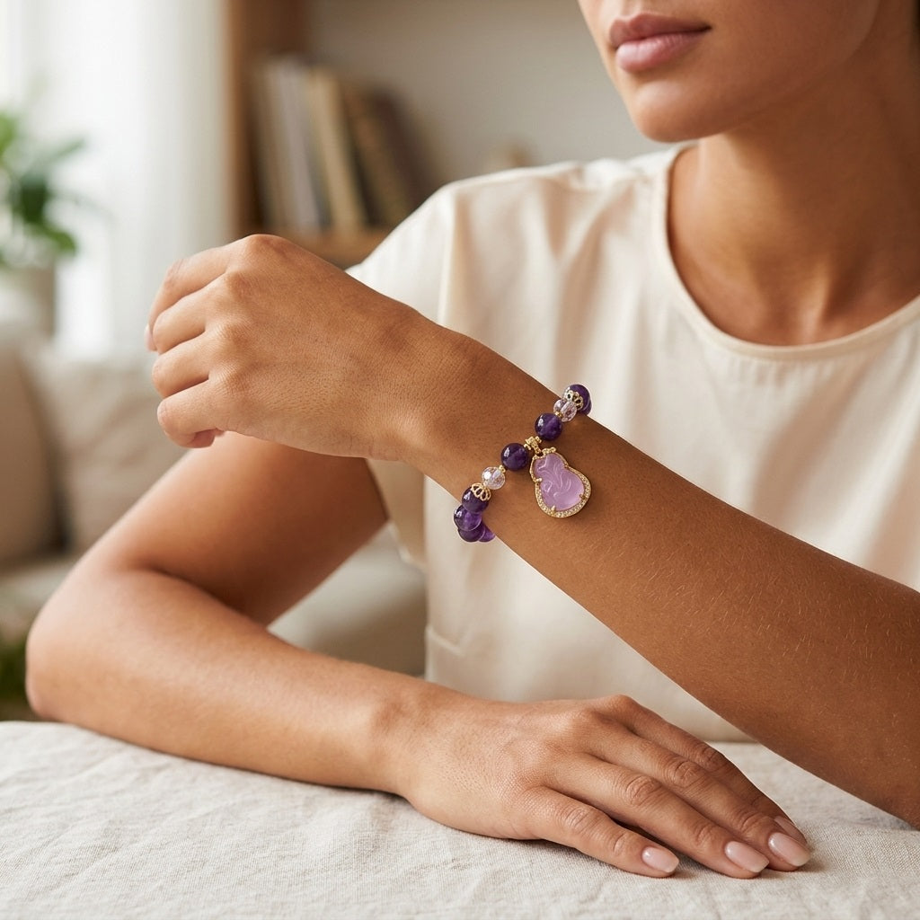 GalaxGrace Amethyst Fox Charm Bracelet Best Gift 4