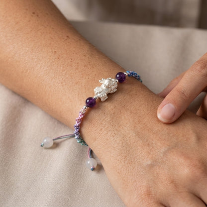 GalaxGrace Amethyst Metal Pixiu 999 Silver Braided Bracelet Best Gift 7