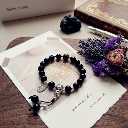 GalaxGrace Black Stone Green Incense Ash Glass Bracelet Best Gift 1