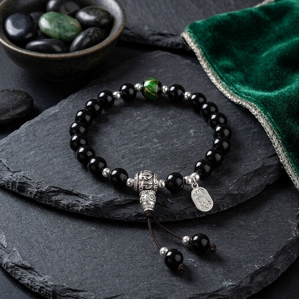 GalaxGrace Black Stone Green Incense Ash Glass Bracelet Best Gift 2
