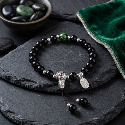 GalaxGrace Black Stone Green Incense Ash Glass Bracelet Best Gift 2