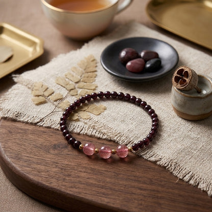 GalaxGrace Burgundy Garnet Strawberry Crystal Bracelet 4mm Extremely Thin Best Gift 1