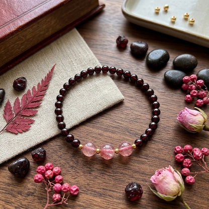 GalaxGrace Burgundy Garnet Strawberry Crystal Bracelet 4mm Extremely Thin Best Gift 2