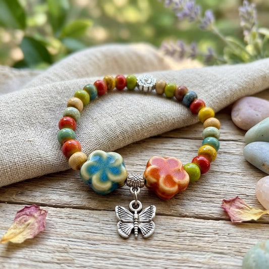 GalaxGrace Chinese Ancient Ethnic Style Porcelain Bead Bracelet Best Gift