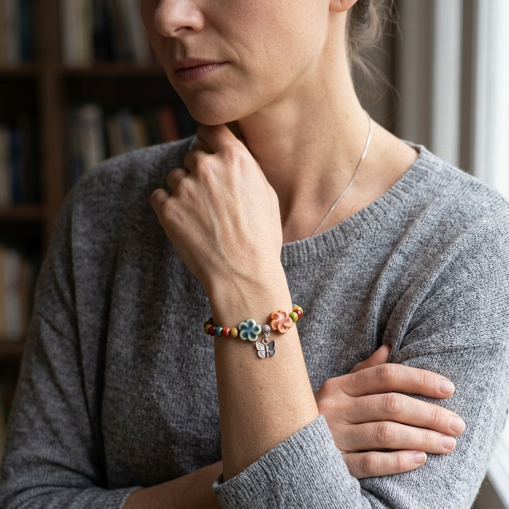 GalaxGrace Chinese Ancient Ethnic Style Porcelain Bead Bracelet Best Gift 2