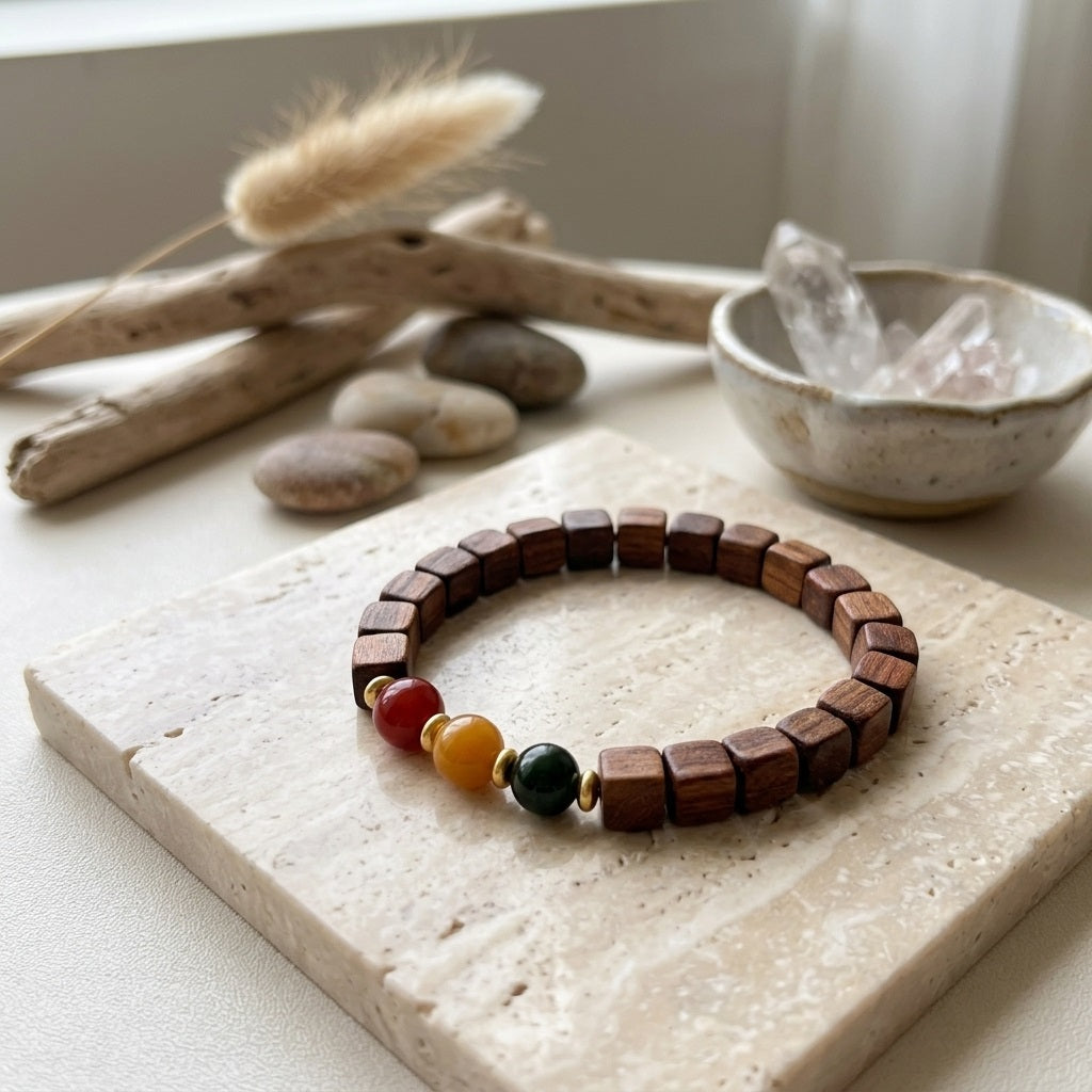 GalaxGrace Chinese Black Rosewood Sandalwood Sugar Cube Bead Bracelet Best Gift 1
