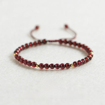 GalaxGraceChinese Style Garnet Bracelet 4mm Extremely Thin Bestgift