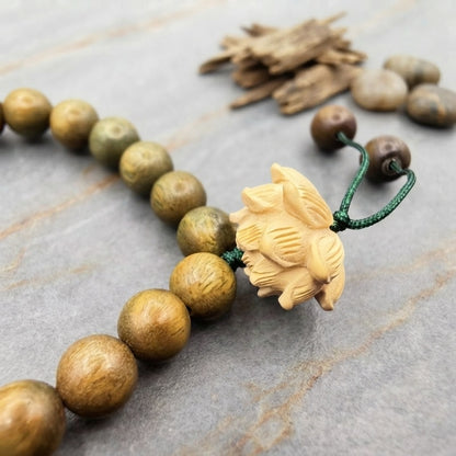 GalaxGrace Chinese Style Natural Lotus Green Sandalwood Bracelet Best Gift 3