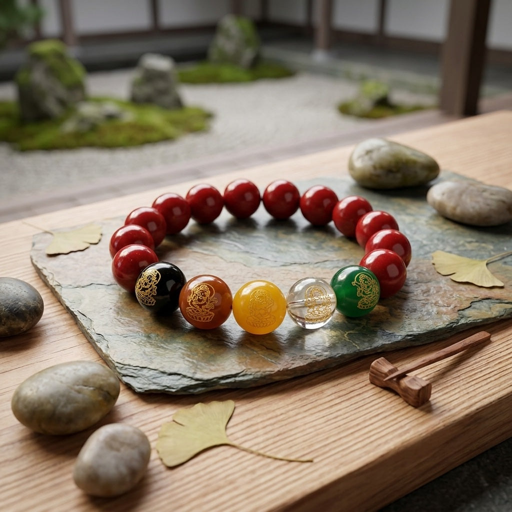 GalaxGrace Cinnabar Five-Way God of Wealth Bracelet Best Gift 1