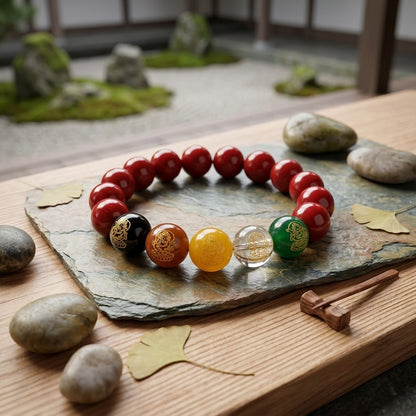 GalaxGrace Cinnabar Five-Way God of Wealth Bracelet Best Gift 1