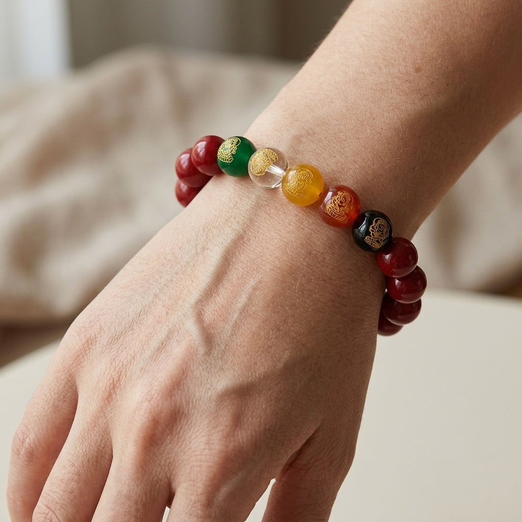 GalaxGrace Cinnabar Five-Way God of Wealth Bracelet Best Gift 3