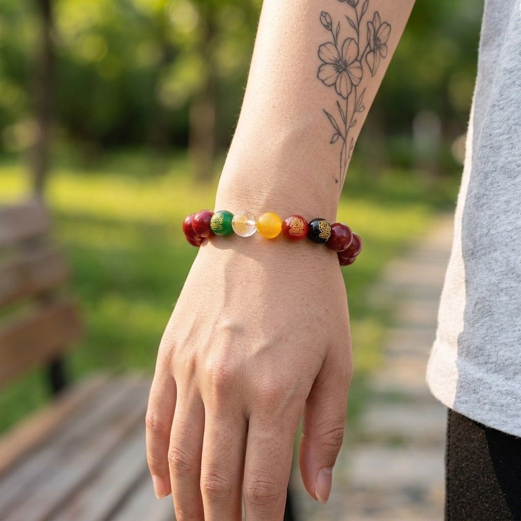 GalaxGrace Cinnabar Five-Way God of Wealth Bracelet Best Gift 4